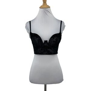 Victorias Secret Balconet Very Sexy Bra Women 32 B Velvet Shimmer Sheer Back